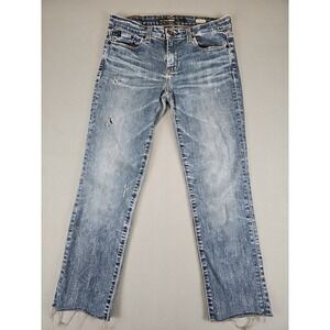 BIG STAR Women's 26 Petite 28x25 Kate Straight Leg Stretch Distressed Jeans